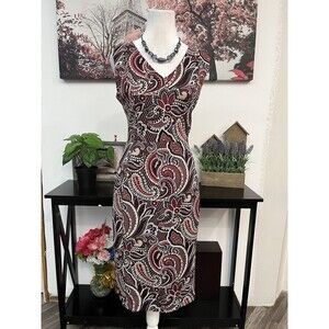 Shelby & Palmer Women’s Sheath Dress Size 8 Sleeveless V Neck Zipper Back Floral